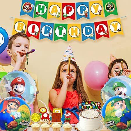 送料0円 誕生日 バルーン マリオ飾り スーパーマリオ 飾り付け バースデースーパーマリオ 風船 Happybirthdayガーランド Wantannas Go Id