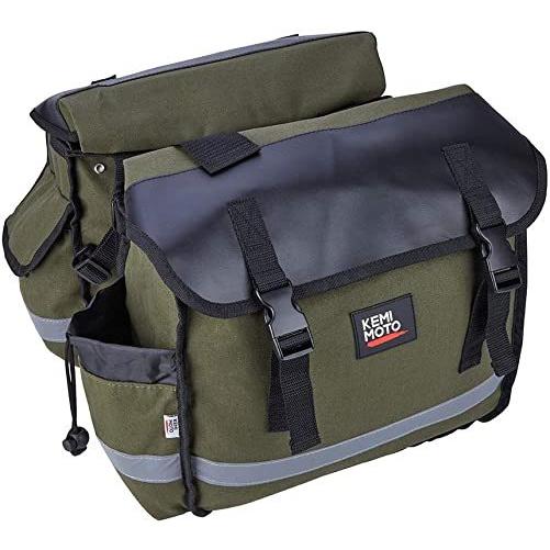 サイドバッグ バイク用 バイクバッグ ツーリングバッグ 防水 反射テープ付き 装着簡単 グリーン 贅沢屋の
