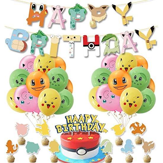 誕生日 飾り付け バルーン ピカチュウ 風船 パーティーセット ポケモン ガーランド バナー バルーン ケーキトッパー リボン 34枚セット Select Shop Indivise 通販 Yahoo ショッピング