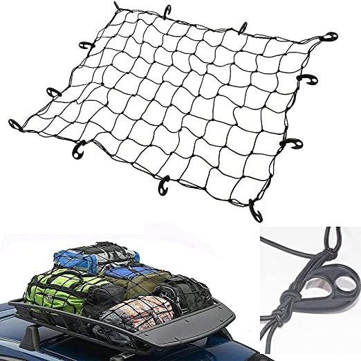 カーゴネット 1 90cm トランクネット 荷物転倒防止 荷物固定 車用ラゲッジネット 天井ネット 大きいサイズ 簡単設置 耐荷重100kg フック付き 買物