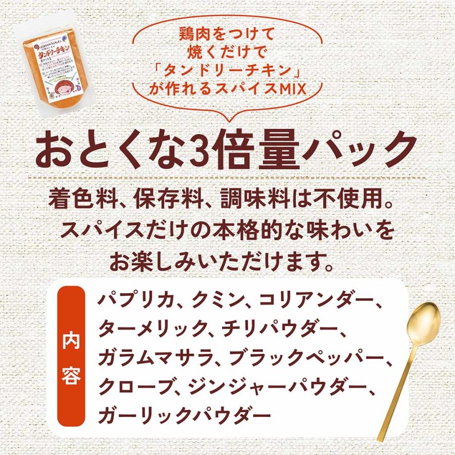 【おとくな3倍量】タンドリーチキン 10種のスパイスMIX 大パック｜ 無添加・ 無着色料　チャック付き袋 |  | 02