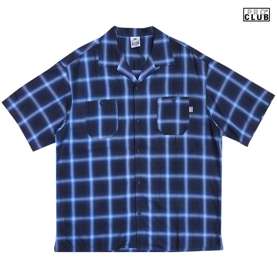 PRO CLUB プロクラブ チェックシャツ ネイビー XLサイズ PRO CLUB（プロクラブ） シャツ チェックシャツ チェッカーシャツ 半袖