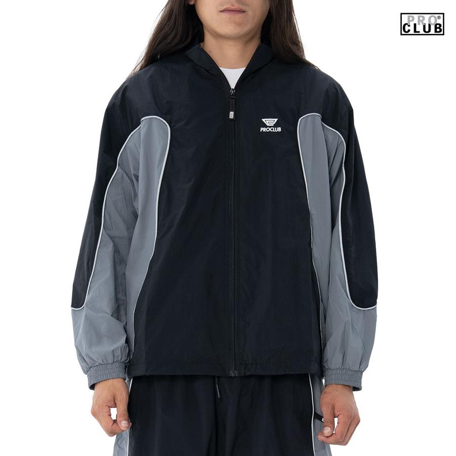 美品　PROCLUB プロクラブ ナイロンジャケット トラックジャケット L 黒 PRO CLUB プロクラブ トラックジャケット ナイロンジャケット ウインド