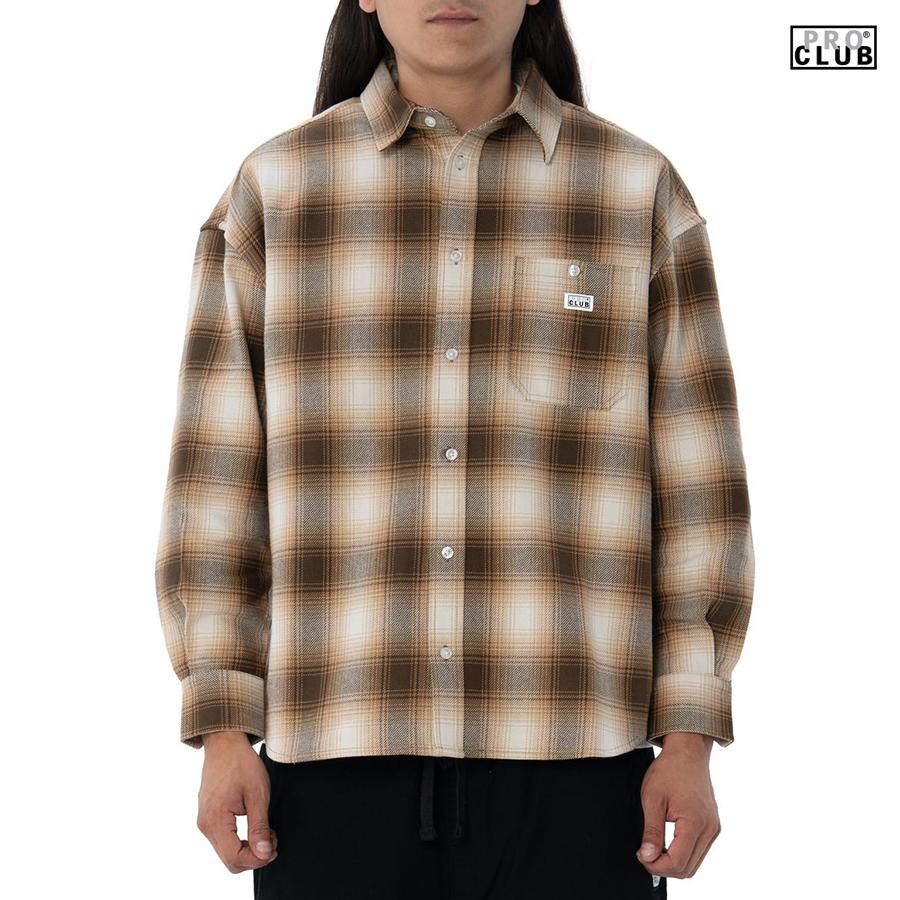PRO CLUB プロクラブ フランネルシャツ チェックシャツ オンブレシャツ