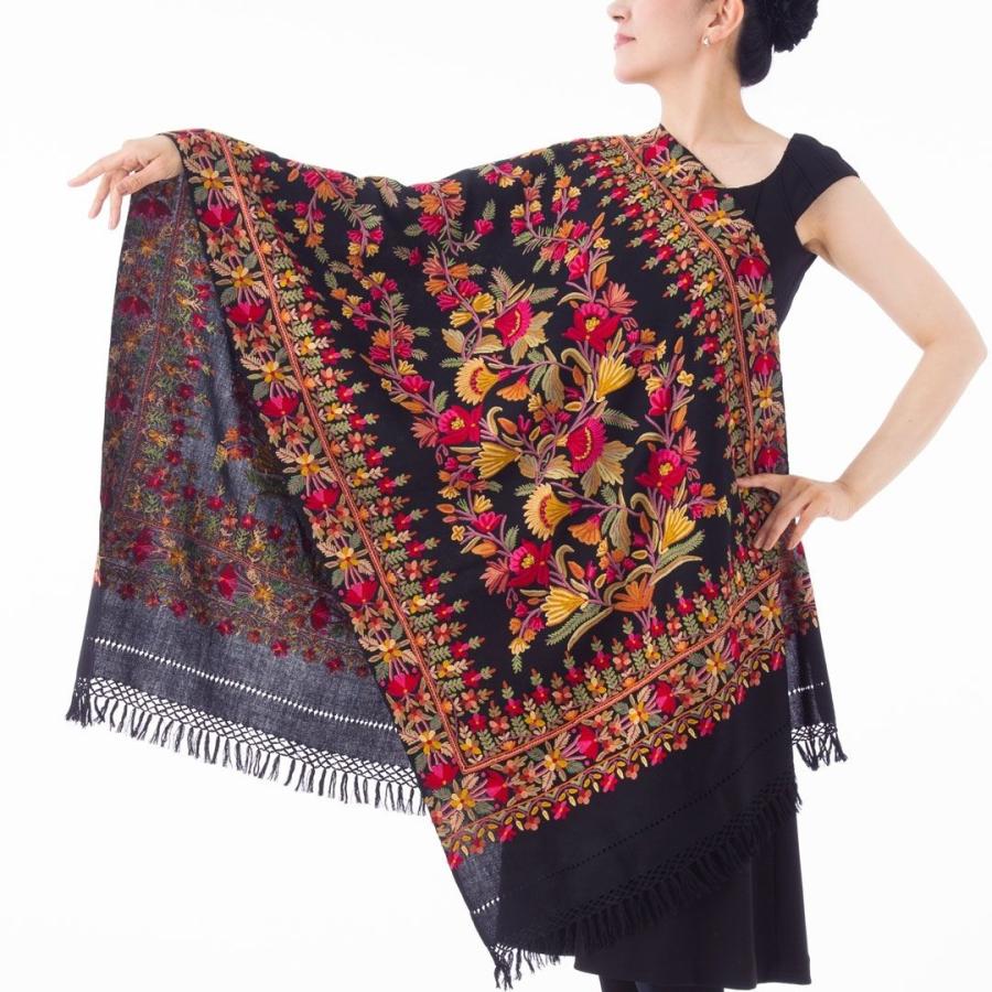 InDream 刺繍ストール アーリ フラワー 全2種 フラワー 大判 厚手 着物ショール クリスマス ギフト 誕生日 プレゼント 女性 60代 70代 |  | 08