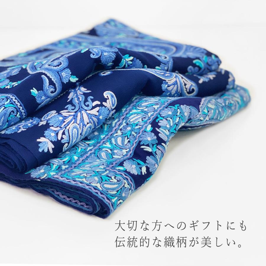 InDream 刺繍ストール アーリ 紺 ネイビー 全3種 フラワー 大判 厚手 着物ショール クリスマス ギフト 誕生日 プレゼント 女性 60代 70代 |  | 06