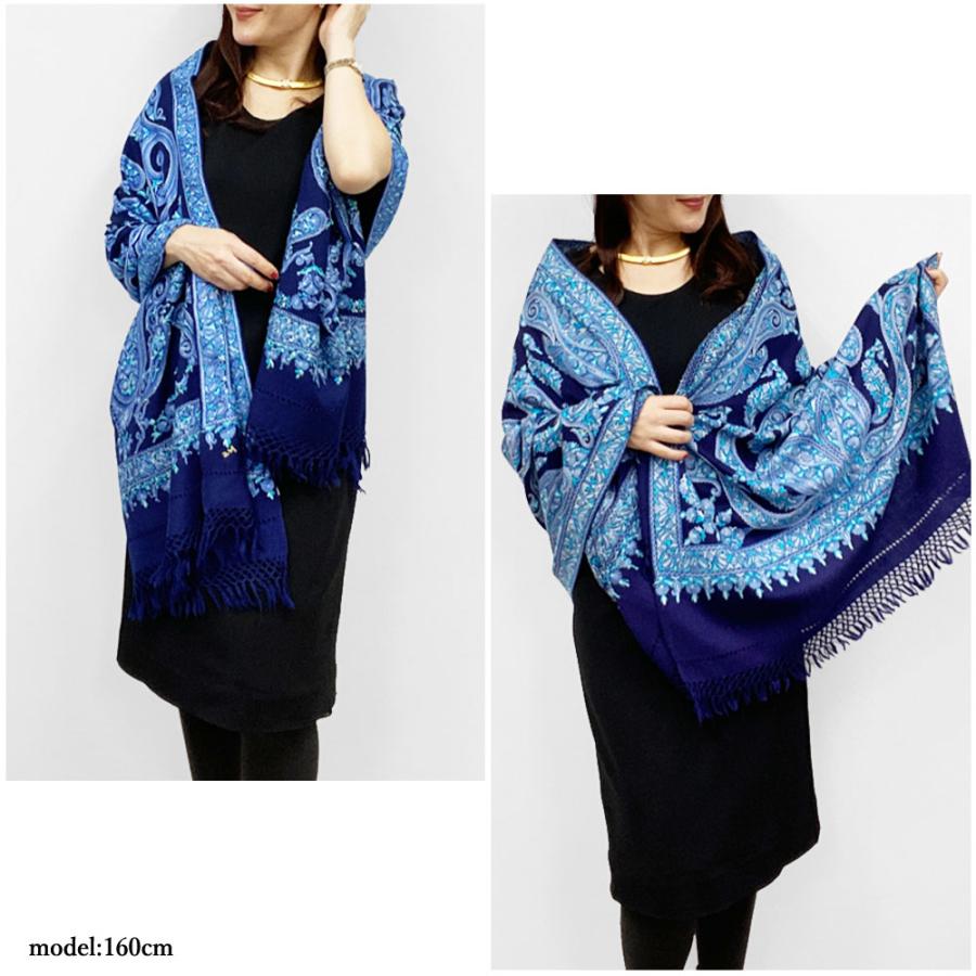 InDream 刺繍ストール アーリ 紺 ネイビー 全3種 フラワー 大判 厚手 着物ショール クリスマス ギフト 誕生日 プレゼント 女性 60代 70代 |  | 11