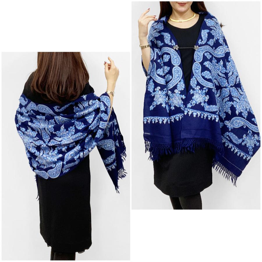 InDream 刺繍ストール アーリ 紺 ネイビー 全3種 フラワー 大判 厚手 着物ショール クリスマス ギフト 誕生日 プレゼント 女性 60代 70代 |  | 12