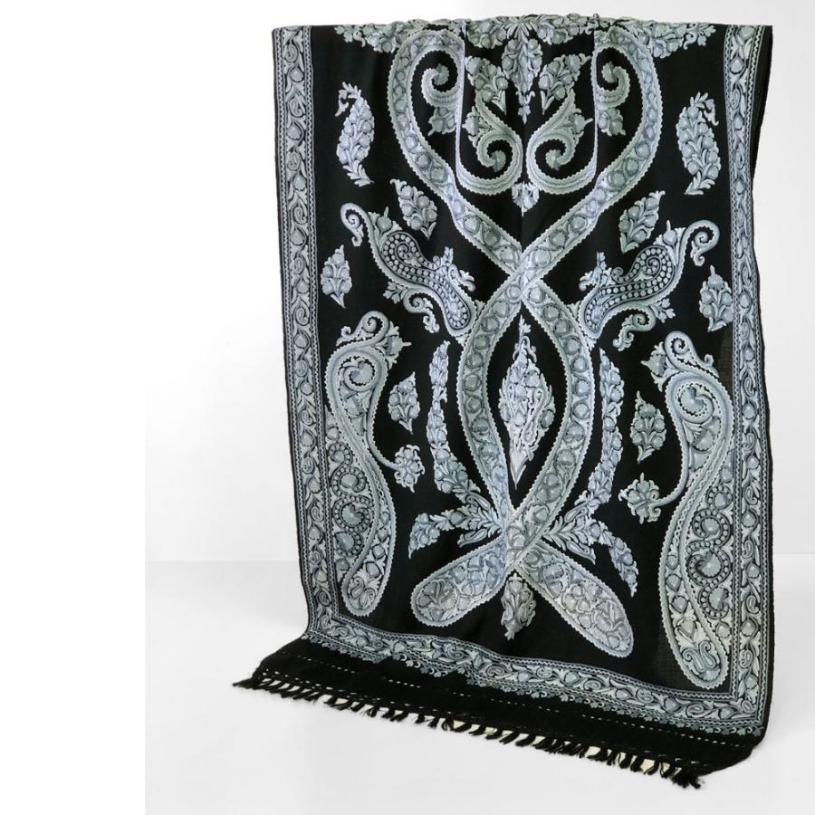 InDream アーリ刺繍ストール ペイズリー 黒 ブルー  ギフト おしゃれ 着物ショール クリスマス ギフト 誕生日 プレゼント 50代 60代 70代 |  | 04