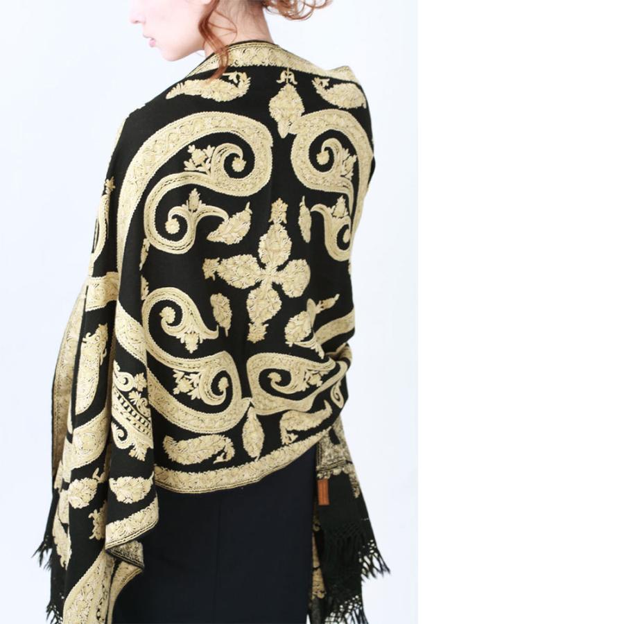 InDream アーリ刺繍ストール 黒 アイボリー 大判 人気  ギフト おしゃれ 着物ショール クリスマス ギフト 誕生日 プレゼント 50代 60代 70代 |  | 11