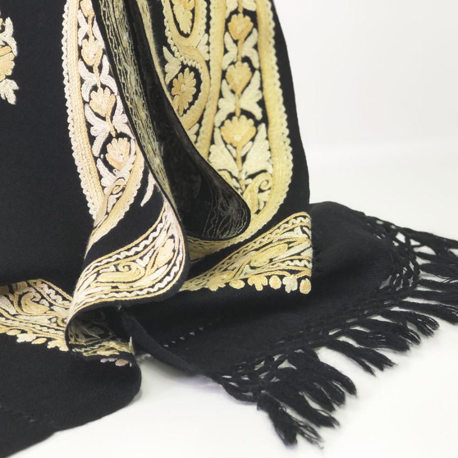 InDream アーリ刺繍ストール 黒 アイボリー 大判 人気  ギフト おしゃれ 着物ショール クリスマス ギフト 誕生日 プレゼント 50代 60代 70代 |  | 07