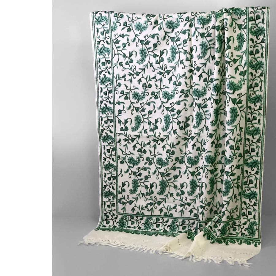 InDream アーリ刺繍ストール 白 ホワイト グリーン  ギフト おしゃれ 2023 誕生日 プレゼント 着物ショール 50代 60代 70代 |  | 04