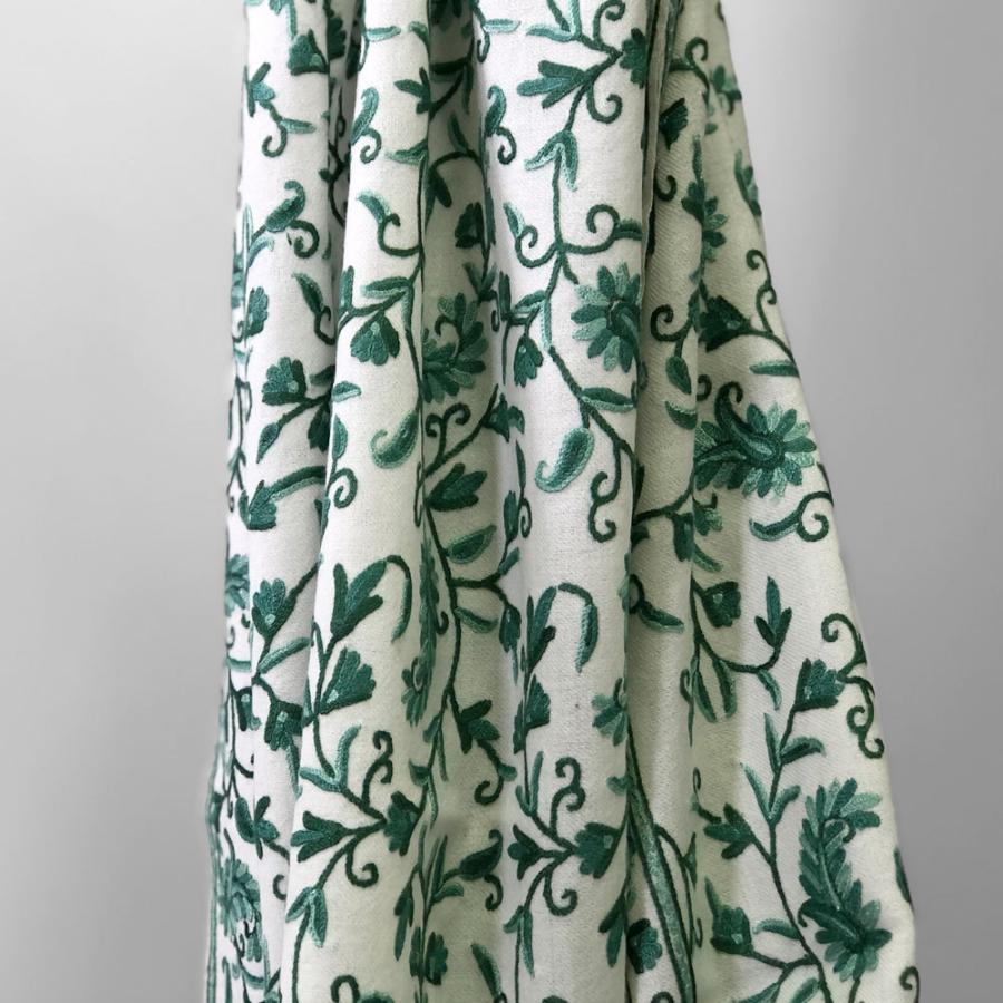 InDream アーリ刺繍ストール 白 ホワイト グリーン  ギフト おしゃれ 2023 誕生日 プレゼント 着物ショール 50代 60代 70代 |  | 06