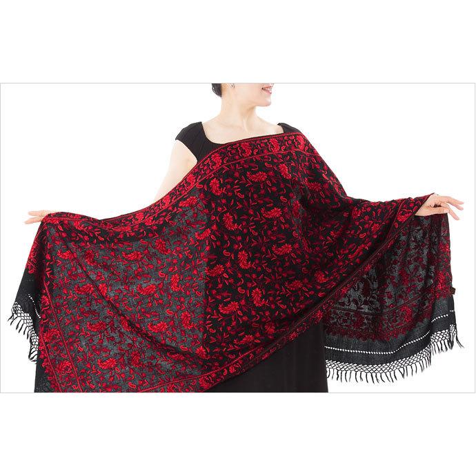InDream アーリ刺繍ストール 黒 レッド 大判  ギフト おしゃれ 着物ショール クリスマス ギフト 誕生日 プレゼント 50代 60代 70代 |  | 11