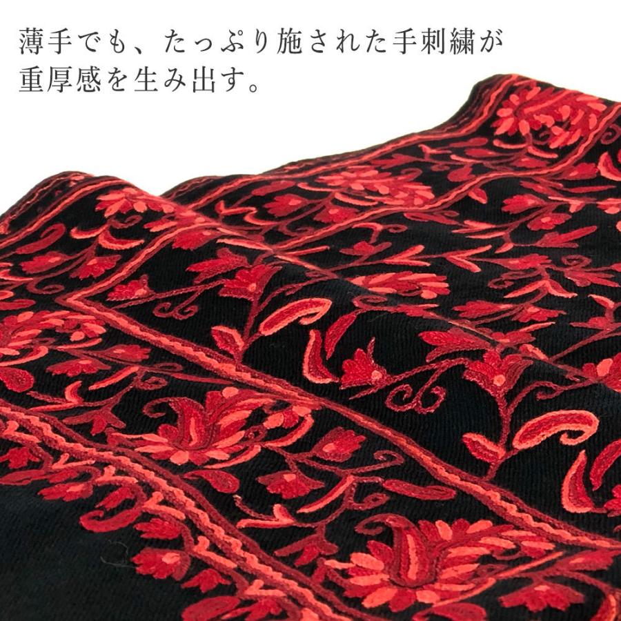 InDream アーリ刺繍ストール 黒 レッド 大判  ギフト おしゃれ 着物ショール クリスマス ギフト 誕生日 プレゼント 50代 60代 70代 |  | 02