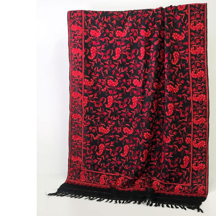InDream アーリ刺繍ストール 黒 レッド 大判  ギフト おしゃれ 着物ショール クリスマス ギフト 誕生日 プレゼント 50代 60代 70代 |  | 04