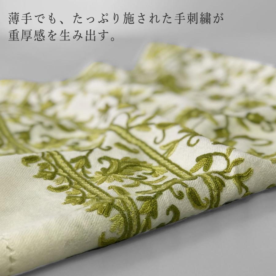 InDream アーリ刺繍ストール 白 ホワイト イエロー 緑  ギフト おしゃれ 着物ショール クリスマス ギフト 誕生日 プレゼント 50代 60代 70代 |  | 02
