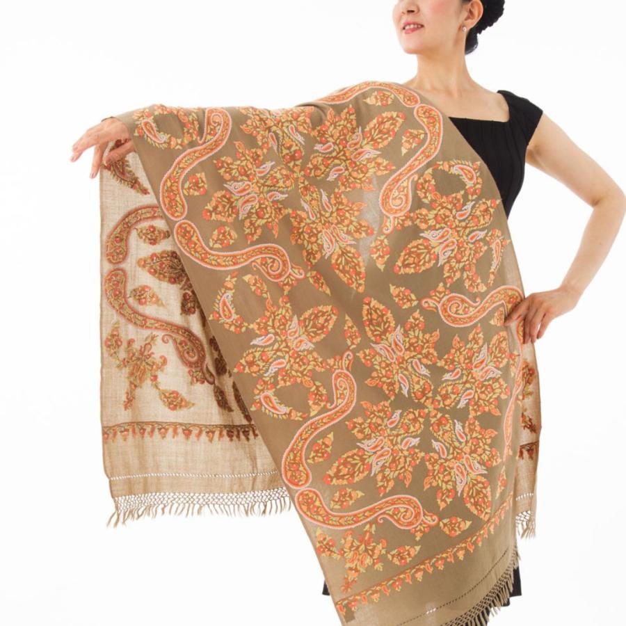 InDream アーリ刺繍ストール ベージュ 大判 おしゃれ 着物ショール  クリスマス ギフト 誕生日 プレゼント 女性 60代 70代 |  | 04