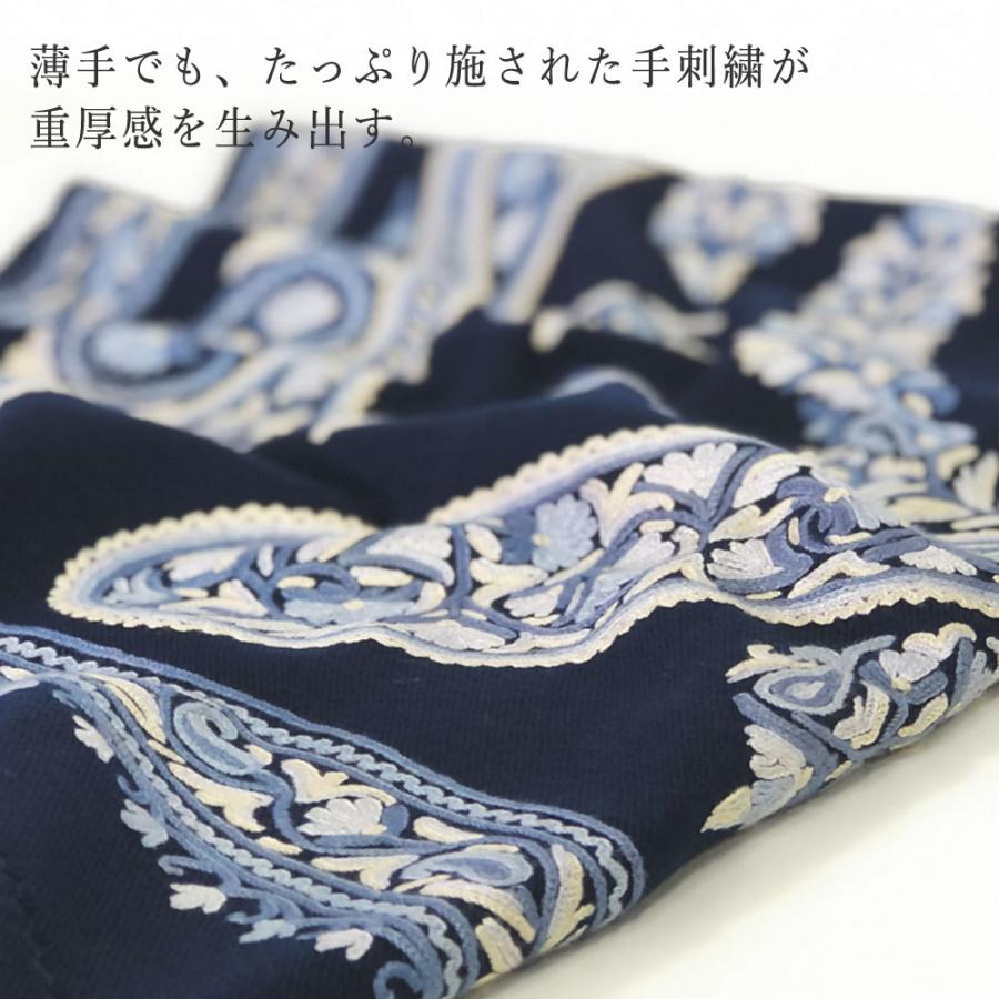 InDream アーリ刺繍ストール ペイズリー 紺 ネイビー 大判  ギフト おしゃれ 着物ショール クリスマス ギフト 誕生日 プレゼント 50代 60代 70代 |  | 02