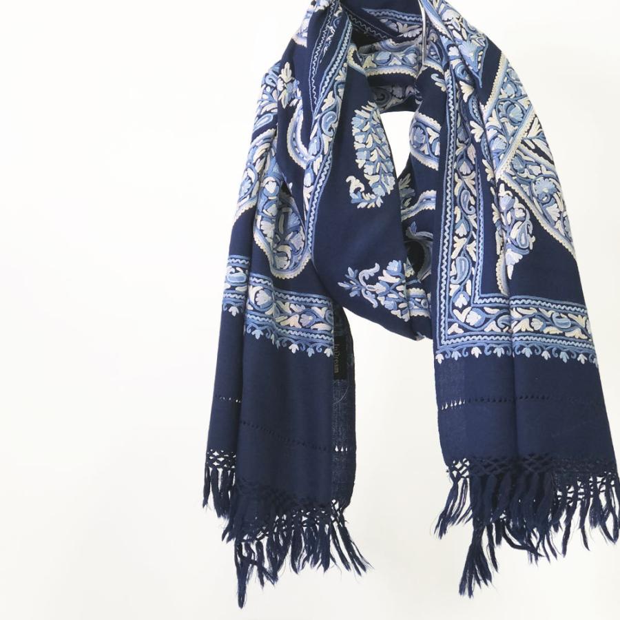 InDream アーリ刺繍ストール ペイズリー 紺 ネイビー 大判  ギフト おしゃれ 着物ショール クリスマス ギフト 誕生日 プレゼント 50代 60代 70代 |  | 03