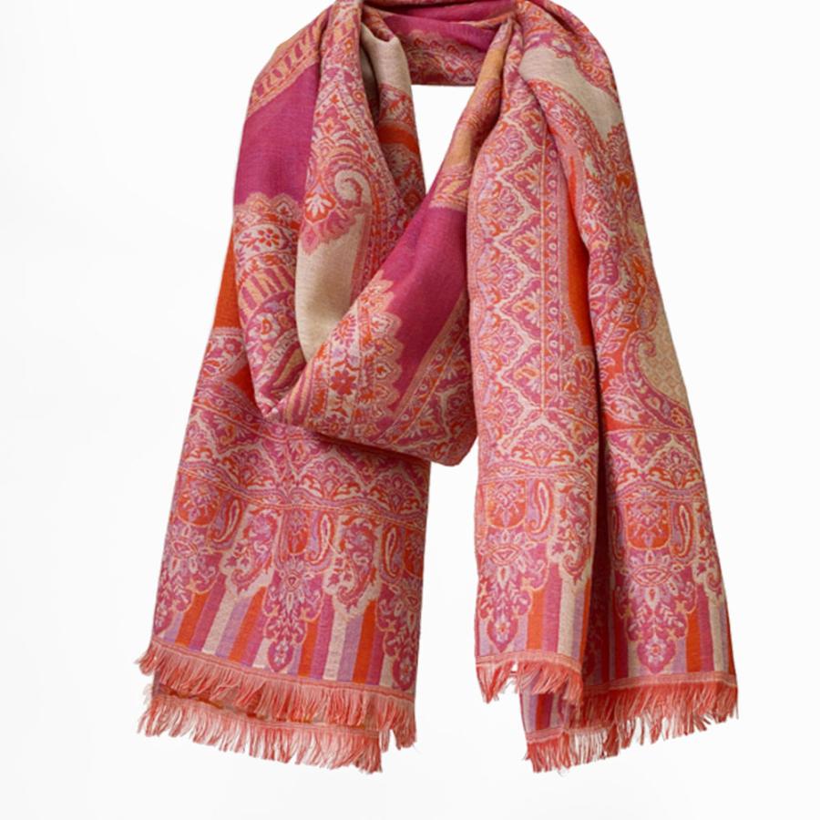 ペイズリー柄 ウールストール ひざ掛け 大判［70cmx205cm］マフラー クリスマス ギフト 誕生日 プレゼント 女性 60代 70代 秋冬 オレンジ |  | 14
