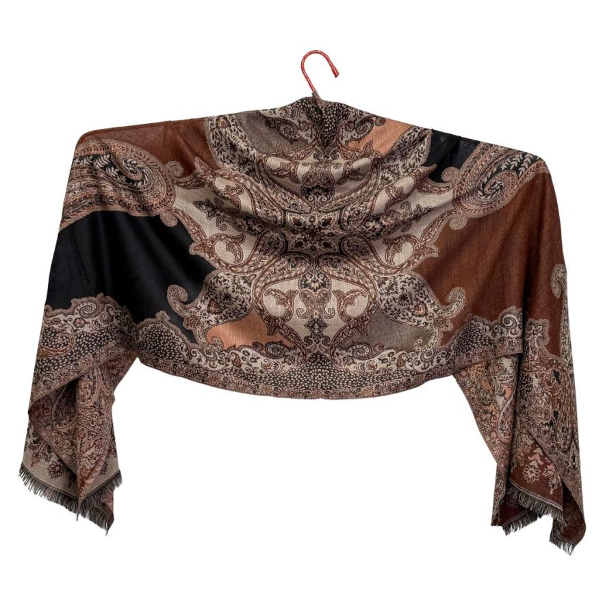 InDream ペイズリー柄 ウール ストール 大判［70cmx205cm］ネイビー ブラウン 黒 誕生日 プレゼント クリスマス ギフト 50代 6 |  | 13