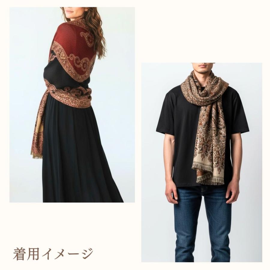 InDream ペイズリー柄 ウール ストール 大判［70cmx205cm］ネイビー ブラウン 黒 誕生日 プレゼント クリスマス ギフト 50代 6 |  | 14