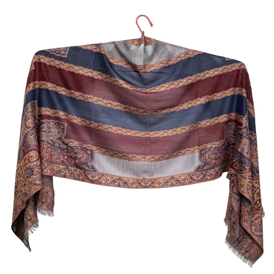 InDream ペイズリー柄 ウール ストール 大判［70cmx205cm］ネイビー ブラウン 黒 誕生日 プレゼント クリスマス ギフト 50代 6 |  | 07