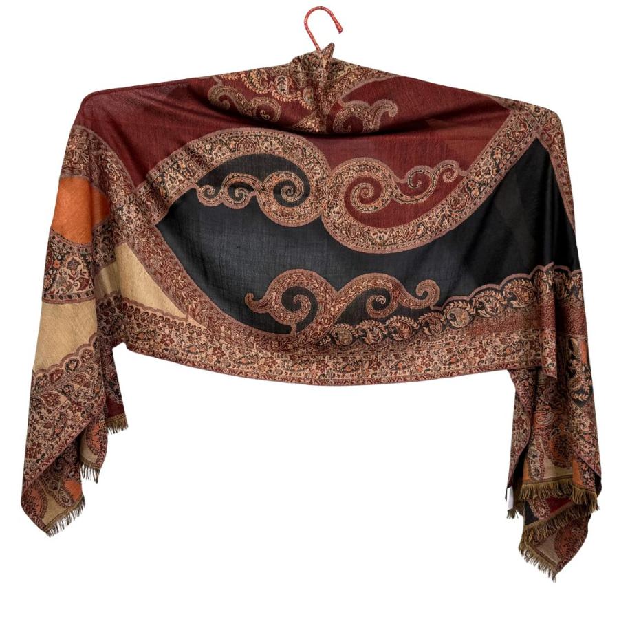 InDream ペイズリー柄 ウール ストール 大判［70cmx205cm］ネイビー ブラウン 黒 誕生日 プレゼント クリスマス ギフト 50代 6 |  | 10