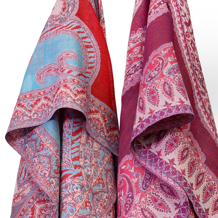 ペイズリー柄 ウールストール ひざ掛け 大判［70cmx205cm］マフラー クリスマス ギフト 誕生日 プレゼント 女性 60代 70代 秋冬 オレンジ レッド |  | 05