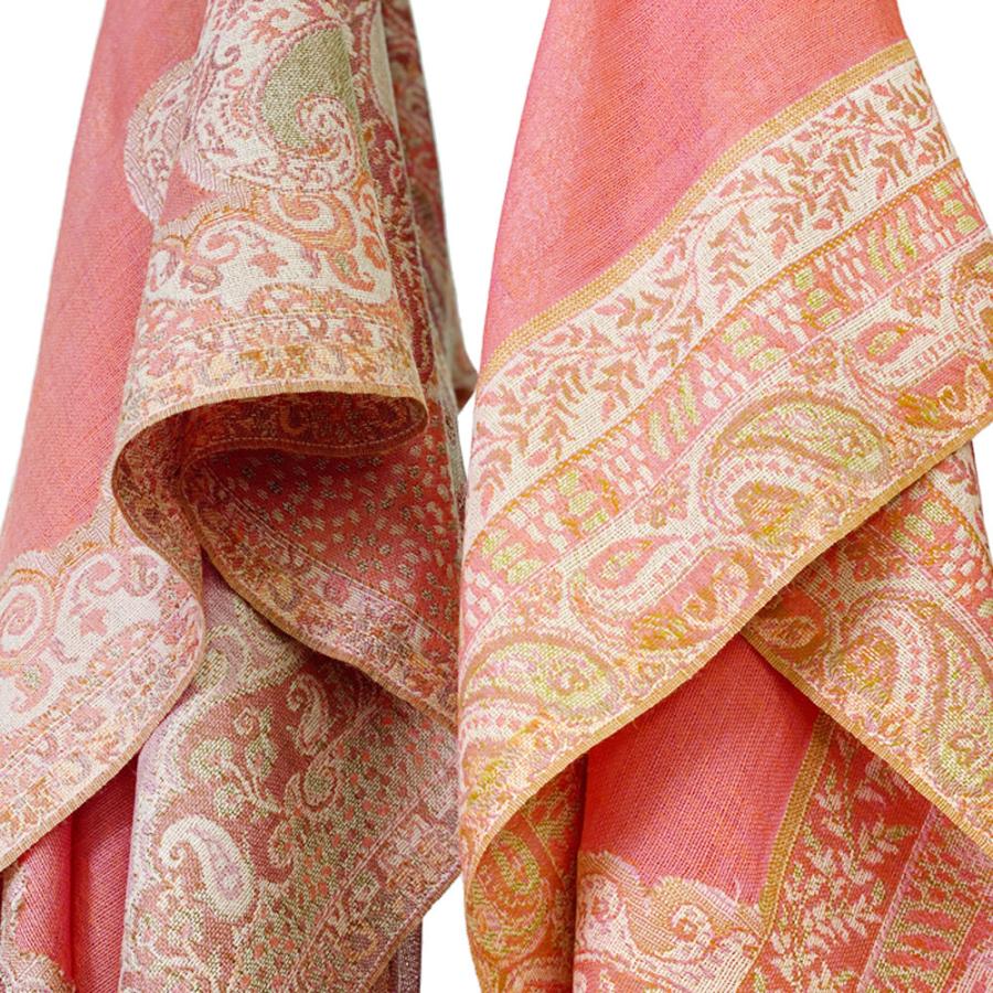 ペイズリー柄 ウールストール ひざ掛け 大判［70cmx205cm］マフラー クリスマス ギフト 誕生日 プレゼント 女性 60代 70代 秋冬 ピンク |  | 05