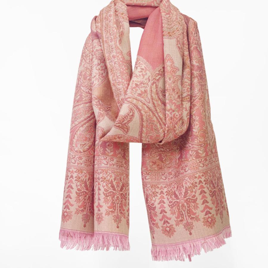 ペイズリー柄 ウールストール ひざ掛け 大判［70cmx205cm］マフラー クリスマス ギフト 誕生日 プレゼント 女性 60代 70代 秋冬 ピンク |  | 11
