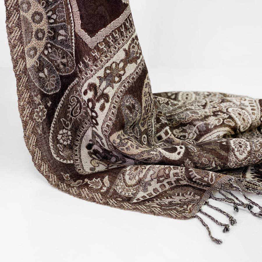 InDream ペイズリー柄 ウール ストール 大判  茶 黒 ひざ掛け マフラー おしゃれ  クリスマス ギフト 誕生日 プレゼント 女性 60代 70代 メンズ |  | 06