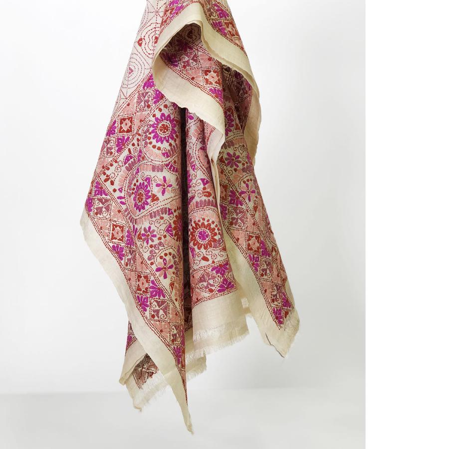 InDream カンタ刺繍ストール 50×200cm 刺し子 茶 オレンジ インテリア  クリスマス ギフト 誕生日 プレゼント 50代 60代 70代 |  | 10