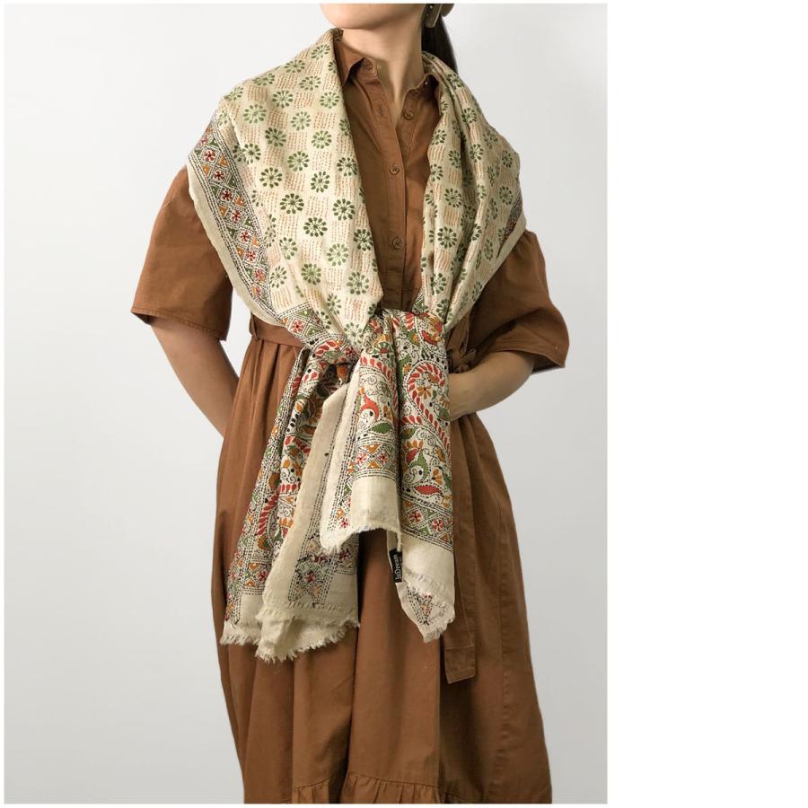 InDream カンタ刺繍ストール 50×200cm 刺し子 茶 オレンジ インテリア  クリスマス ギフト 誕生日 プレゼント 50代 60代 70代 |  | 11