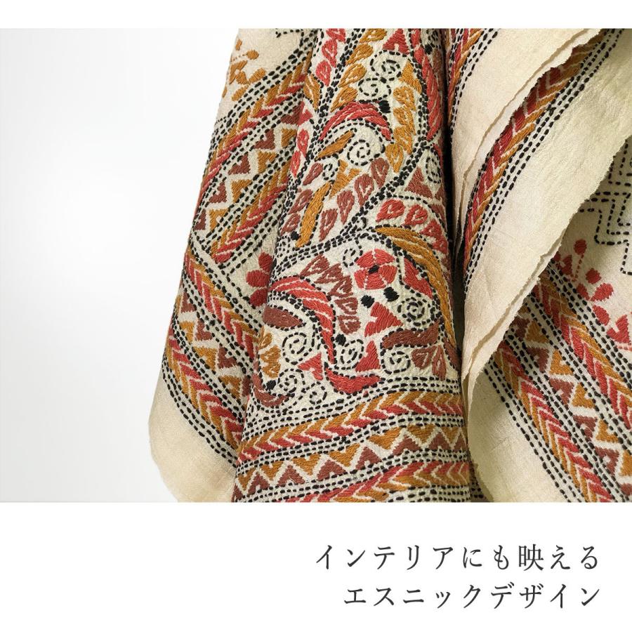 InDream カンタ刺繍ストール 50×200cm 刺し子 茶 オレンジ インテリア  クリスマス ギフト 誕生日 プレゼント 50代 60代 70代 |  | 06
