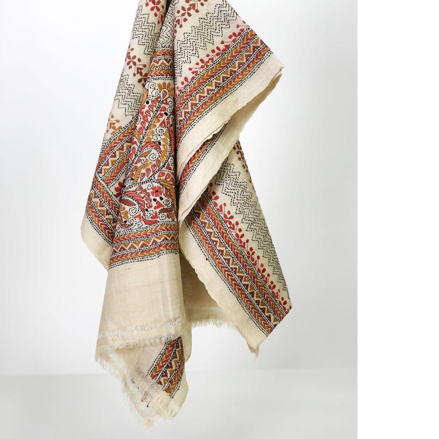 InDream カンタ刺繍ストール 50×200cm 刺し子 茶 オレンジ インテリア  クリスマス ギフト 誕生日 プレゼント 50代 60代 70代 |  | 09