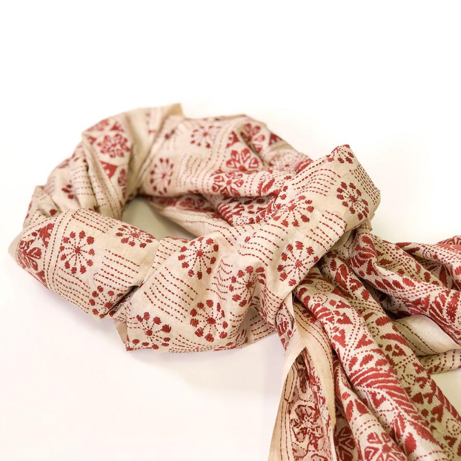 InDream カンタ刺繍ストール 50×200cm 刺し子 茶 紫 マフラー インテリア  クリスマス ギフト 誕生日 プレゼント 50代 60代 70代 |  | 04