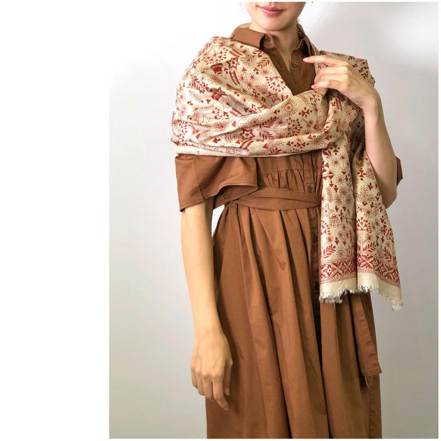 InDream カンタ刺繍ストール 50×200cm 刺し子 茶 紫 マフラー インテリア  クリスマス ギフト 誕生日 プレゼント 50代 60代 70代 |  | 10