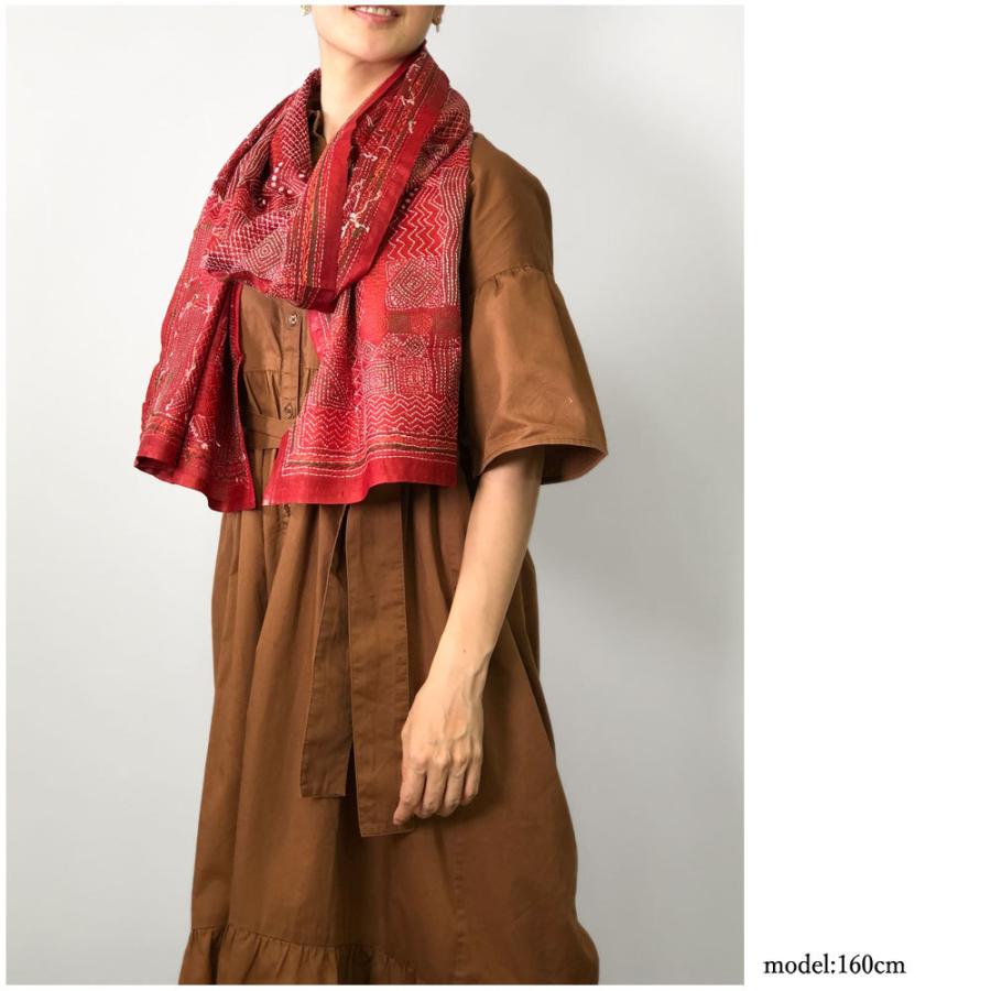 InDream カンタ刺繍ストール 50×200cm 刺し子 赤 ピンク モノトーン インテリア  クリスマス ギフト 誕生日 プレゼント 50代 60代 70代 |  | 12