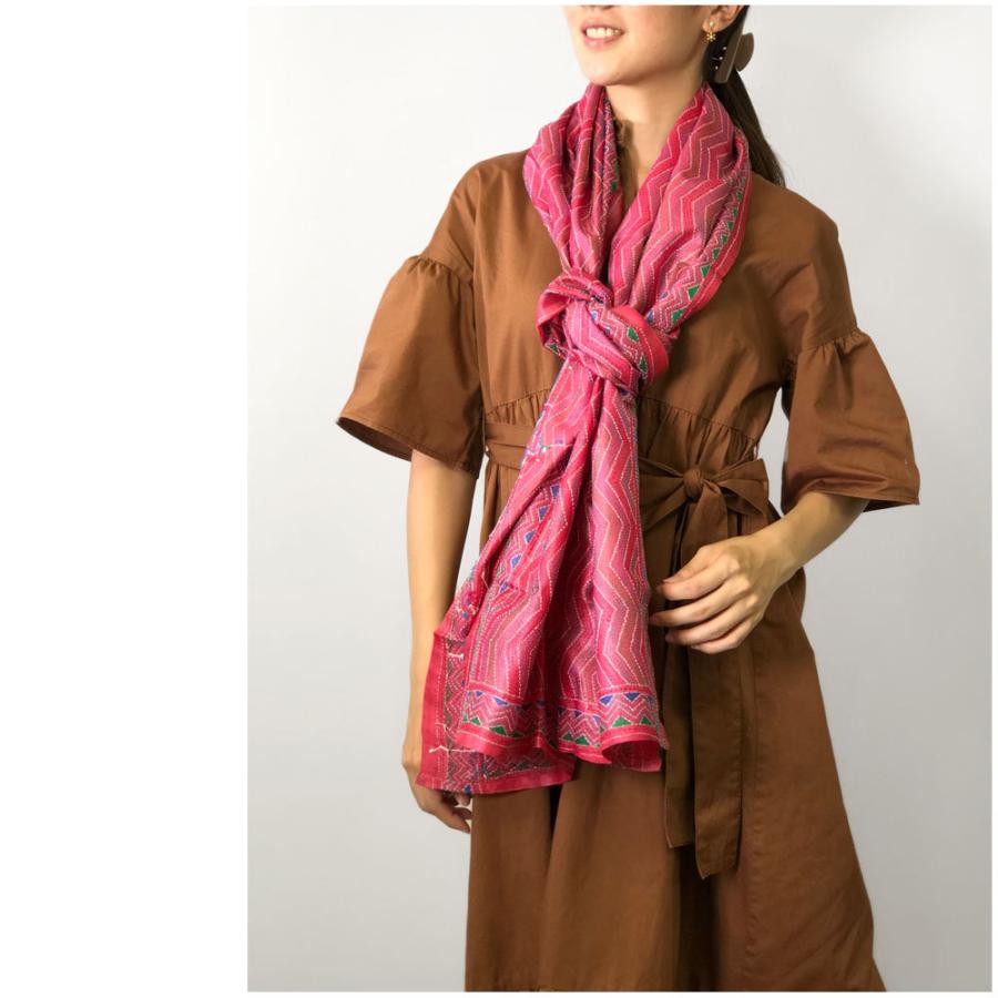 InDream カンタ刺繍ストール 50×200cm 刺し子 赤 ピンク モノトーン インテリア  クリスマス ギフト 誕生日 プレゼント 50代 60代 70代 |  | 13