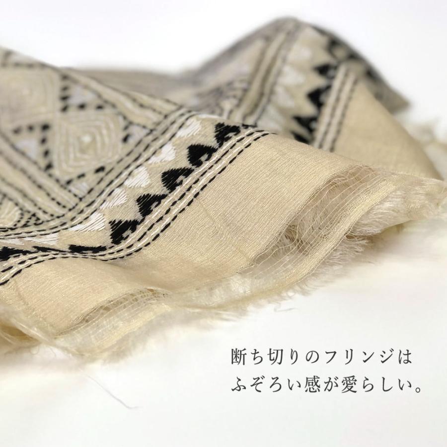 InDream カンタ刺繍ストール 50×200cm 刺し子 赤 ピンク モノトーン インテリア  母の日 ギフト 誕生日 プレゼント 50代 60代 70代｜indream｜16