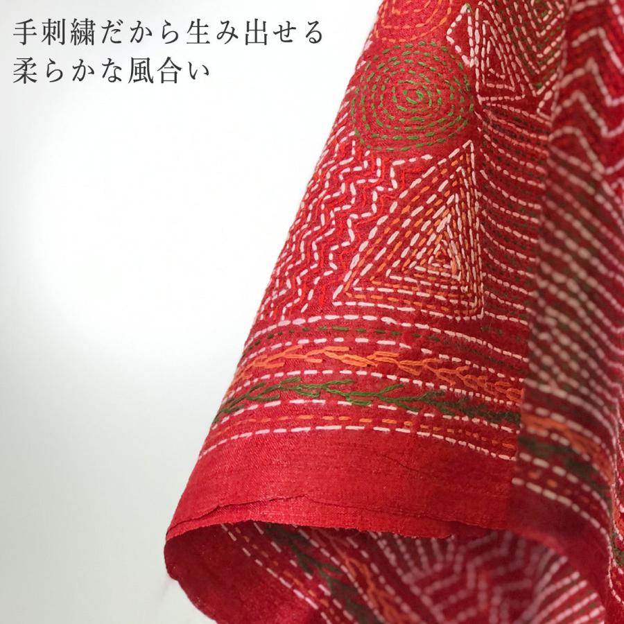 InDream カンタ刺繍ストール 50×200cm 刺し子 赤 ピンク モノトーン インテリア  クリスマス ギフト 誕生日 プレゼント 50代 60代 70代 |  | 05