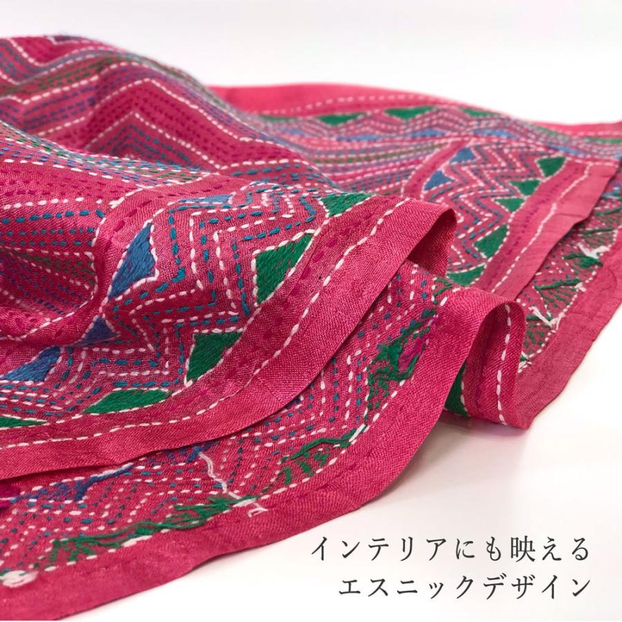 InDream カンタ刺繍ストール 50×200cm 刺し子 赤 ピンク モノトーン インテリア  クリスマス ギフト 誕生日 プレゼント 50代 60代 70代 |  | 06