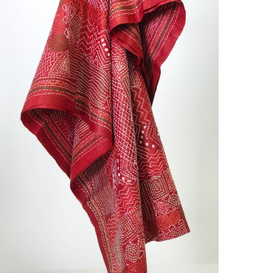 InDream カンタ刺繍ストール 50×200cm 刺し子 赤 ピンク モノトーン インテリア  クリスマス ギフト 誕生日 プレゼント 50代 60代 70代 |  | 09