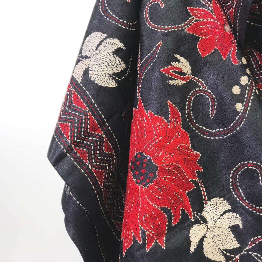 InDream カンタ刺繍ストール 50×200cm 刺し子 3デザイン シルク インテリア   クリスマス ギフト 誕生日 プレゼント 50代 60代 70代 |  | 04