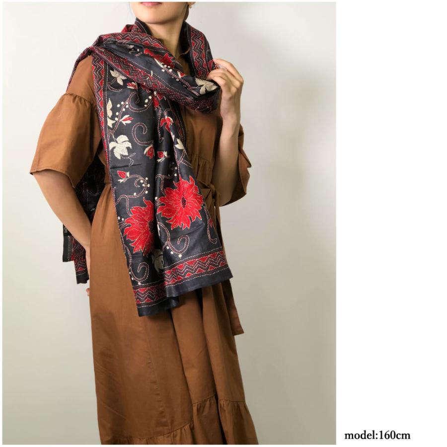 InDream カンタ刺繍ストール 50×200cm 刺し子 3デザイン シルク インテリア   クリスマス ギフト 誕生日 プレゼント 50代 60代 70代 |  | 14