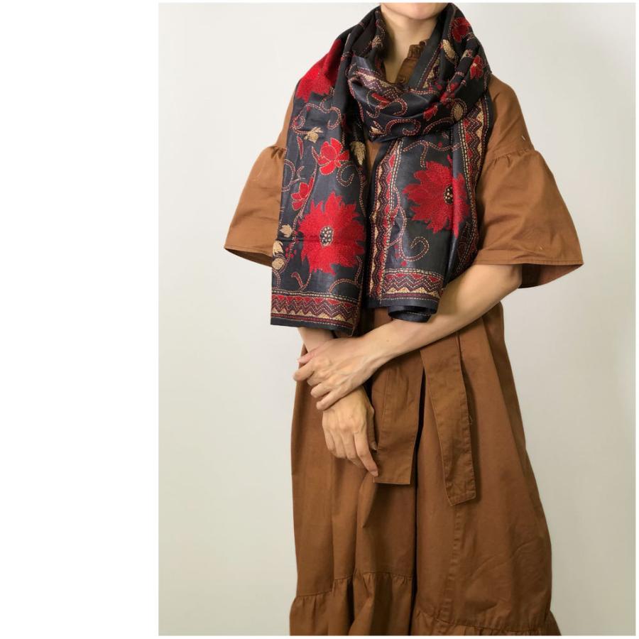 InDream カンタ刺繍ストール 50×200cm 刺し子 3デザイン シルク インテリア   クリスマス ギフト 誕生日 プレゼント 50代 60代 70代 |  | 15