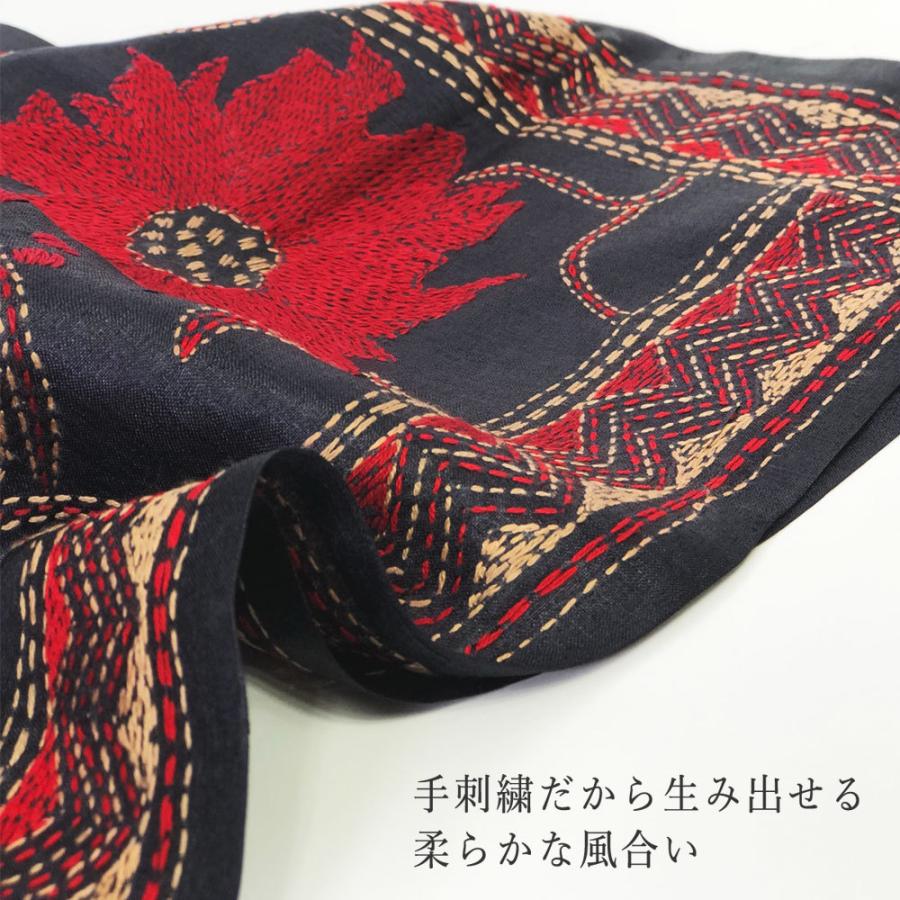 InDream カンタ刺繍ストール 50×200cm 刺し子 3デザイン シルク インテリア   クリスマス ギフト 誕生日 プレゼント 50代 60代 70代 |  | 05