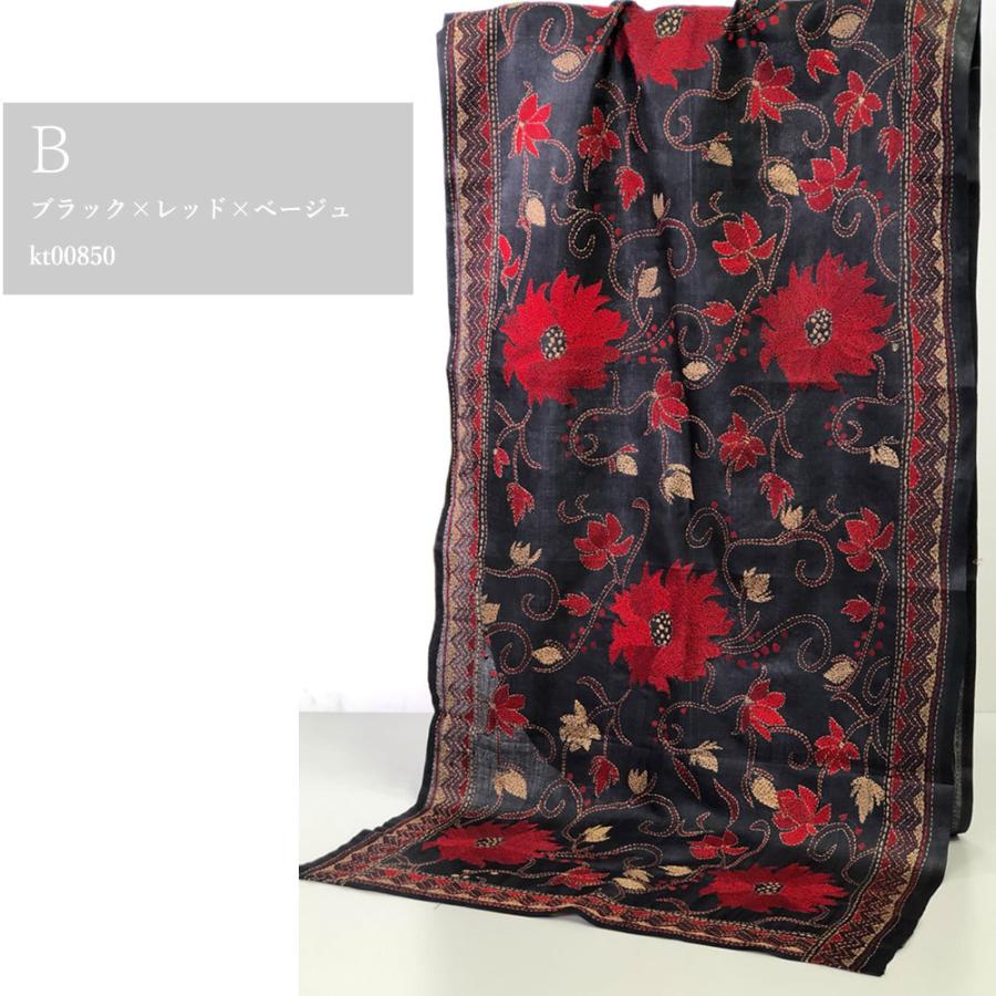 InDream カンタ刺繍ストール 50×200cm 刺し子 3デザイン シルク インテリア   クリスマス ギフト 誕生日 プレゼント 50代 60代 70代 |  | 09